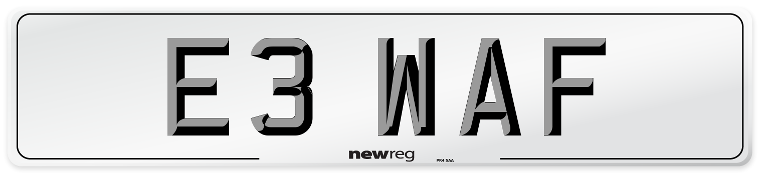 E3 WAF Number Plate from New Reg
